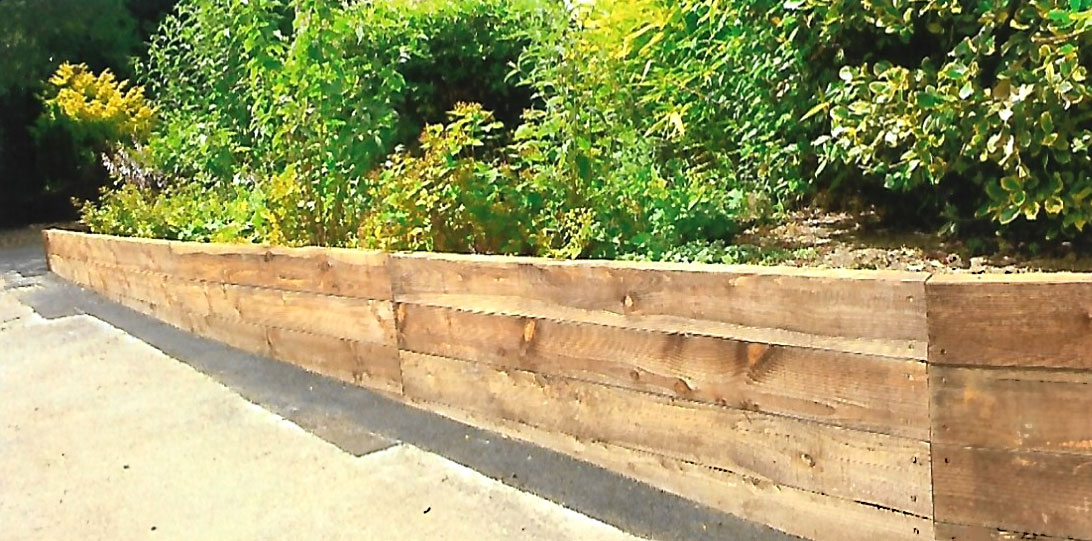 planter with timber railway sleepers